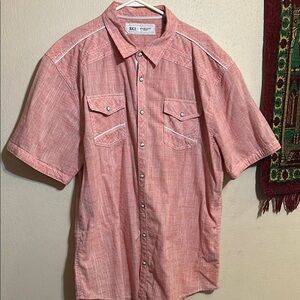 BKE Red Casual Button Down Shirt Short Sleeve